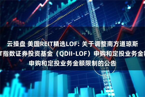 云操盘 美国REIT精选LOF: 关于调整南方道琼斯美国精选REIT指数证券投资基金（QDII-LOF）申购和定投业务金额限制的公告