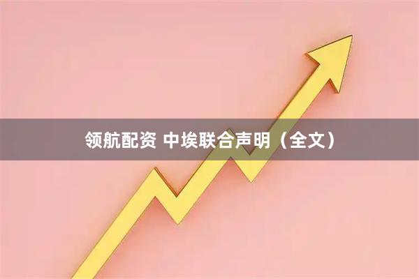 领航配资 中埃联合声明（全文）